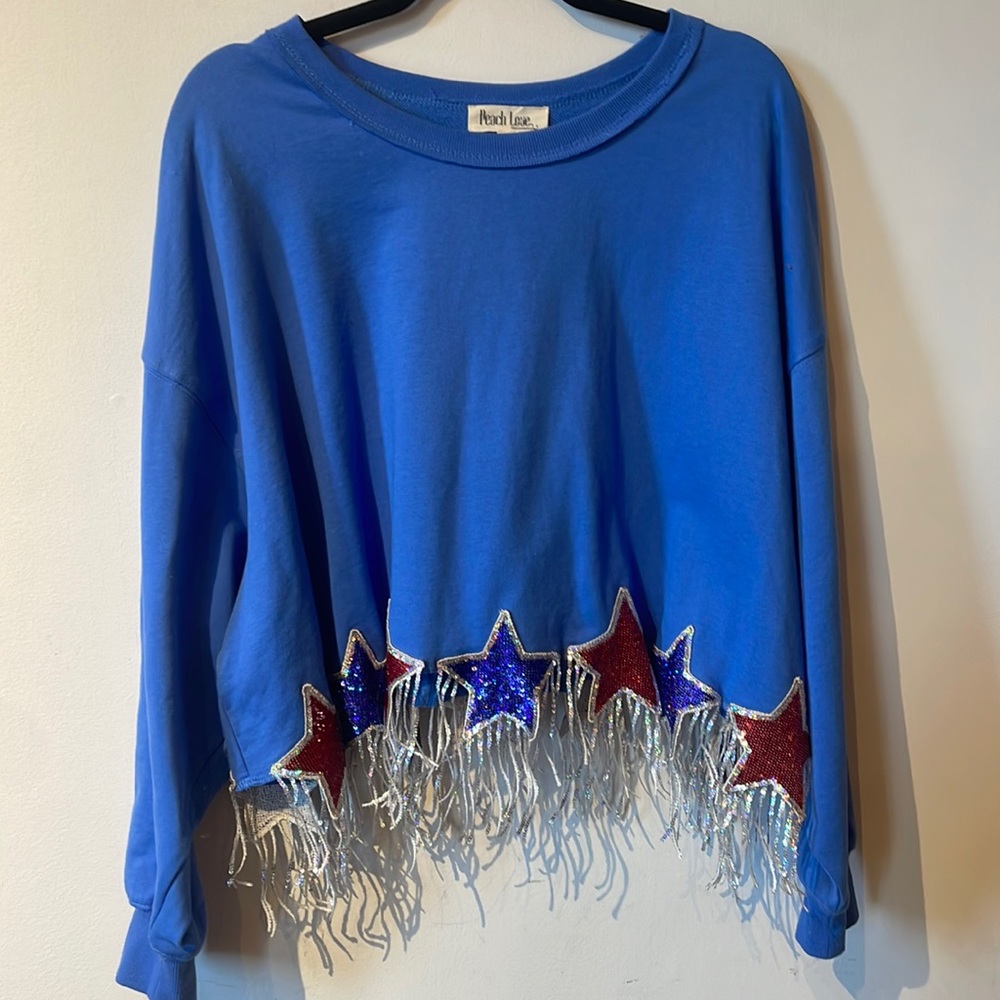 Peach Love California Blue Top Size Large